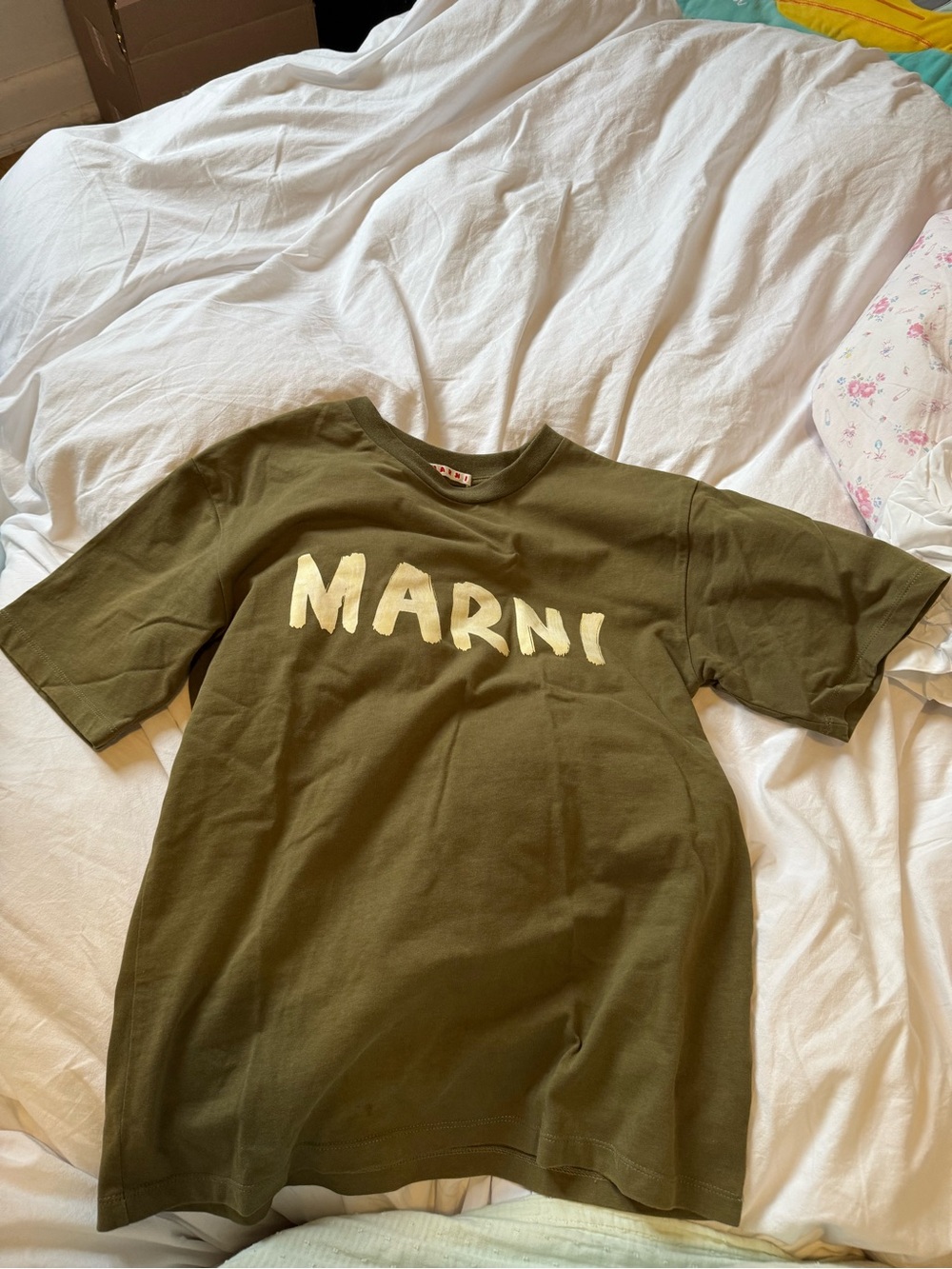 Marni Olive Green Logo Tee